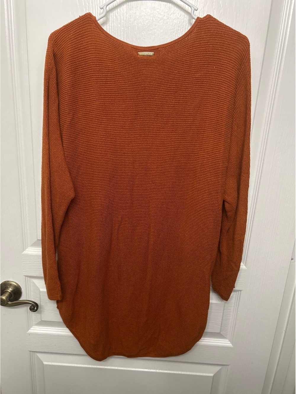 Michael Kors Long Sleeve Knit Sweater Dress in Burnt Orange, Size Large - Picture 4 of 5